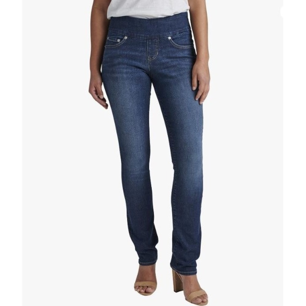 JAG Jeans Peri‎ Straight Leg Pull On Dark Wash Denim Womens 8 Petite Stretch